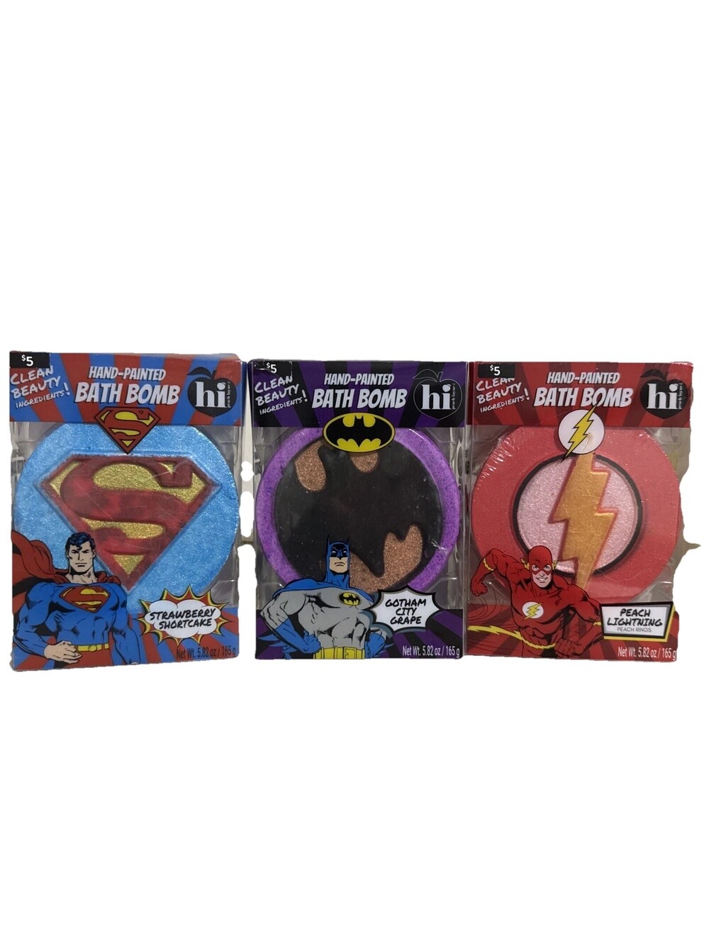 3 Scented Superhero Bath Bombs Superman,Batman,flash